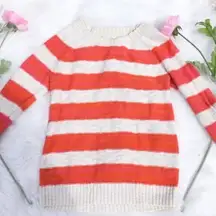 Pink Rose Coral Off White Striped Sweater Size Small Casual Stripes Cotton