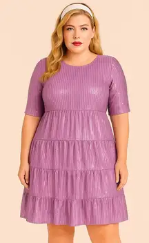 Purple lavender sequin babydoll Sparkling Dress size XL 1X no flaws lined