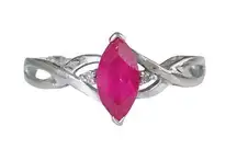 10K 10KT WHITE GOLD PINK RUBY MARQUISE CUT RING Sz 7