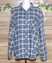 NWT Maurices Plaid Light Flannel Shirt Size 1X Pocket Long Sleeve Button Up