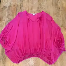 Diane von Furstenberg Emilia Pink Flowy Silk Sheer Blouse • Size XS/S 0-2