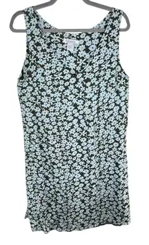 Fresco by Nomadic Traders Brown Blue Floral Tank Dress Large