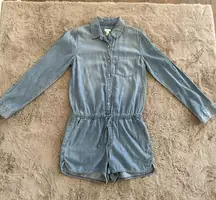 Hinge Romper Shorts Jumpsuit XSmall Blue Jean Denim Western‎ Coastal Cowboy