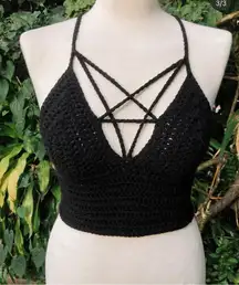 Crochet Pentagram Crop Top Halloween Boho Witchy Grunge Punk