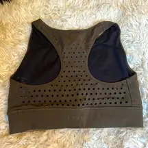 Ethos long line sports bra olive army green high neck compression laser cut M