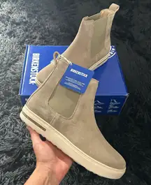 BIRKENSTOCK bend Chelsea taupe leather ankle boots booties shoes new 