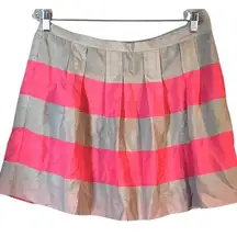 J.CREW Short Skirt Womens Size 12 Gray Pink Mini Pleated Side Zip Fully Lined