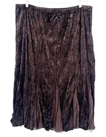 Velvet Chiffon Insert Midi Skirt XL Grunge Witch Chocolate Whimsigoth Boho Fairy
