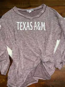 Texas A&M Women’s Long Sleeve Top L Flying Colors Tie Knot Maroon Made USA