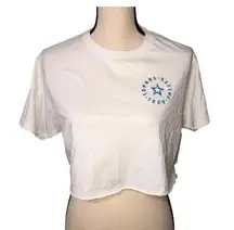 L Space Active Cropped Top Size S White Tee Embroidered Oversized Relaxed NEW