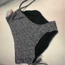 Shade & Shore Black and White Polka Dot Bikini Bottom