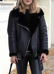 ZARA Faux Leather Motto Jacket