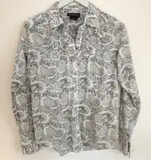 Ariat paisley w/Silver threads long sleeve Pearl Snap western shirt M