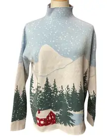 Tahari Women's Mock‎ Neck Cabin Winter Long Sleeve Sweater Size M Cozy Knit