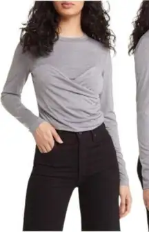 Vero Moda Nelly Ruched Knit Shirt Corset Top Gray Size Medium Long Sleeve‎ NWT