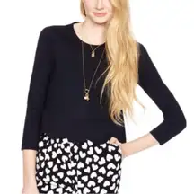Kate Spade Scalloped Hem Black 3/4 Sleeve Crop Top 2