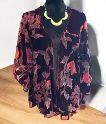 Anama size medium wine floral velvet cardigan kimono