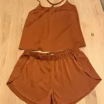 Rust Brown Tank Top and Shorts PJ set