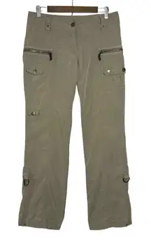 Y2K Urban Life 5/6 Low Rise Wide Leg Cargo‎ Pants Roll Up Multi Pocket Parachute