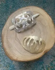 Vintage set of carved shell hair clips made in France