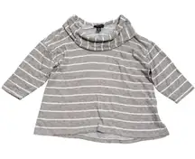 Style & Co Womens Holiday Striped Cowl Neck Sweater 2X Metallic White Gold NEW