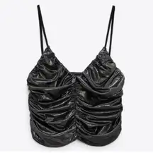 SHINY CROP TOP WITH GATHERED DETAIL