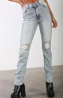 Revice Denim Jeans Women's Size 27 Acid Wash Uptown Rising Star Back Ripped