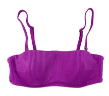 Shade & Shore Bright Purple Ribbed Bandeau Swim Bikini Top Size 32B