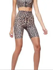 Good American Cheetah Biker Shorts Size Medium