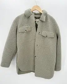 Joie  Women Sage Green Shacket Size S Sherpa Heavy Warm Jacket Collar Pocket