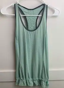 Lululemon Mint and Gray Striped Tank Top