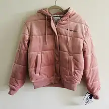 CHAMPION Pink Beige Velour Puffer Jacket - S