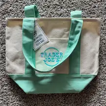 Trader Joe’s Mini Canvas Tote / Teal Pastel / Spring 2025 /LIMITED EDITION - NWT