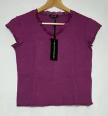 Delia’s x Dolls Kill Womens NEW Purple Short Sleeve Waffle Knit Baby Tee M