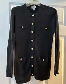 Vintage Neiman Marcus Black Cardigan with Gold Buttons