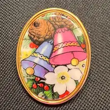 VINTAGE‎ Holiday Flower and Bells Porcelain Cameo