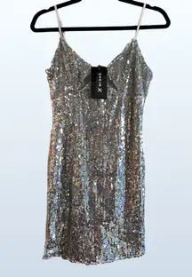 NWT  SXY Silver Sequin Mini Dress.