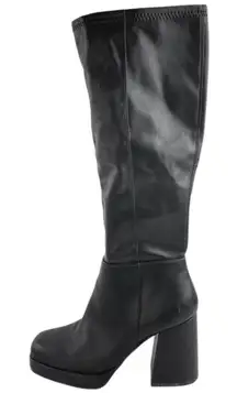 Steve Madden Kreo Women's Black Leather Platform Block Heel Tall Boots Size 9M