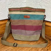 Snug Star | Canvas Striped Bucket Bag Colorful Crossbody NWT