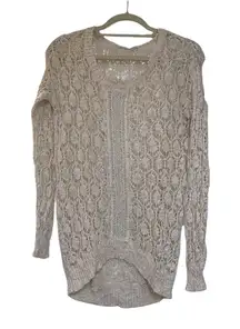 sweater high/low style open crochet style size small