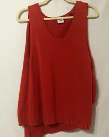 Cabi Orange Knit Sleeveless Draped Sweater Cutout Womens S Boho Preppy Fall