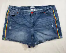 Lane Bryant 22 Plus Rainbow Stripe Denim Shorts Stretch Pride Summer Casual Cute