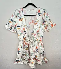 TULAROSA Floral white romper size Small