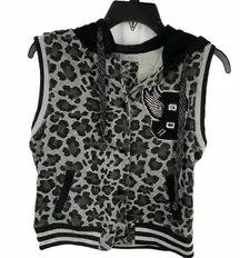 Southpole Animal Print Sleeveless Hoodie Vest