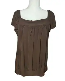 Y2K Peasant Top Brown XL Boho