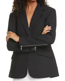 Cinq‎ à Sept- Kym Zipper Cuff Blazer Black Size 8 Formal Corporate Interview