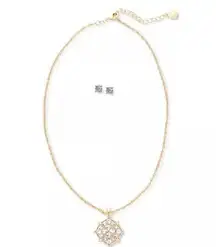 Charter Club  Gold-Tone Crystal Filigree Pendant Necklace & Stud Earrings Set