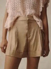 ANTHROPOLOGIE MAEVE Avery Pleated Trouser Shorts Cedar Size 16 NEW