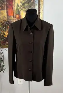Casual Corner Espresso Women's Blazer Size 8 Button Up Pocket Long Sleeve lined