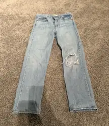 Levi's Wedgie Straight Women's Light Wash Distressed Size 28 Jeans